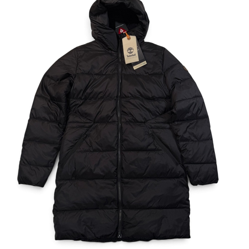 Timberland Water Repellent Puffer Parka Hooded Womens Small Black NWT Primaloft